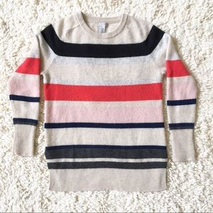 Halogen 100% Cashmere Crew Neck Striped Sweater